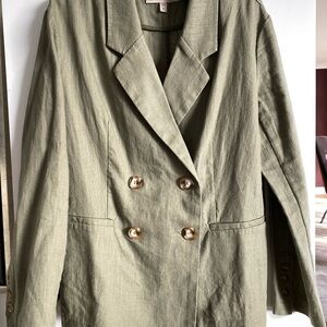 Linen Dolan Sage Green Double-Breasted Blazer